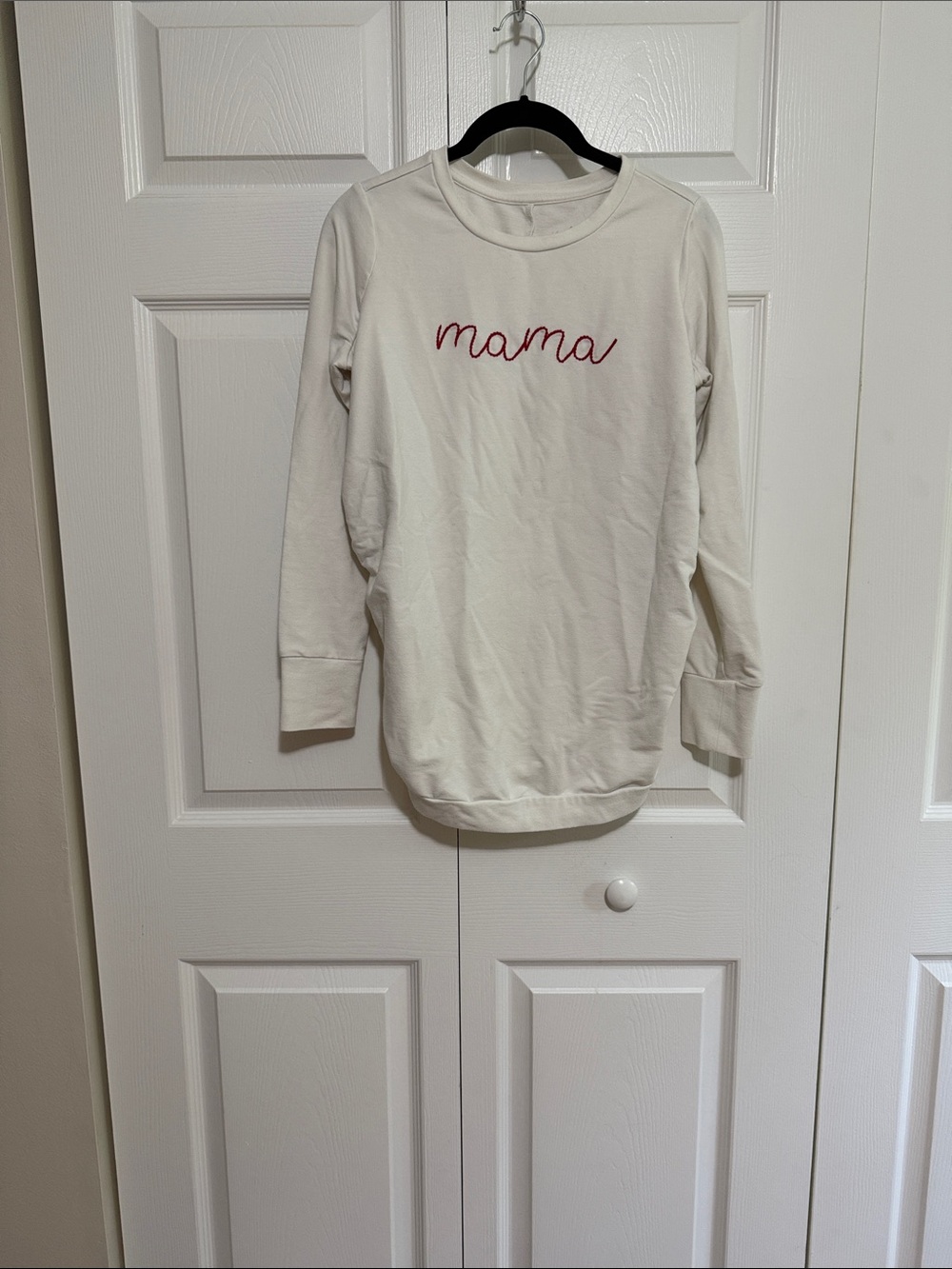 Isabel Maternity by Ingrid & Isabel Cream Sweatshirt with Red 'mama' Script